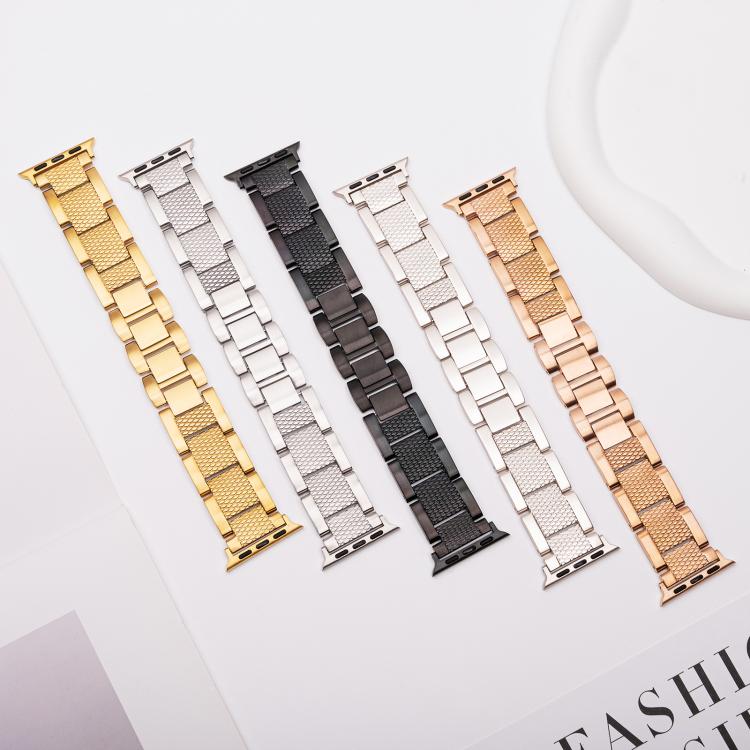 For Apple Watch 42mm / 41mm / 40mm / 38mm Wave Thread 3-bead Stainless Steel Watch Band(Starlight) - free shipping - PMc TechLife - Order now!