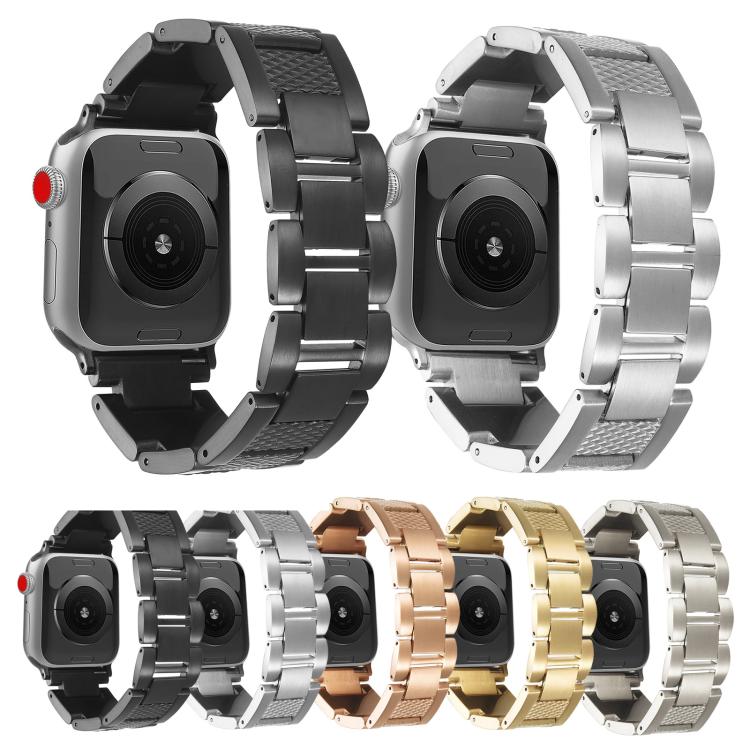 For Apple Watch 42mm / 41mm / 40mm / 38mm Wave Thread 3-bead Stainless Steel Watch Band(Starlight) - free shipping - PMc TechLife - Order now!