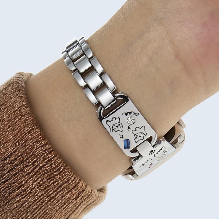 For Apple Watch 46mm / 49mm / 45mm / 44mm Colored Diamond Cat Stainless Steel Watch Band(Silver) - free shipping - PMc TechLife - Order now!