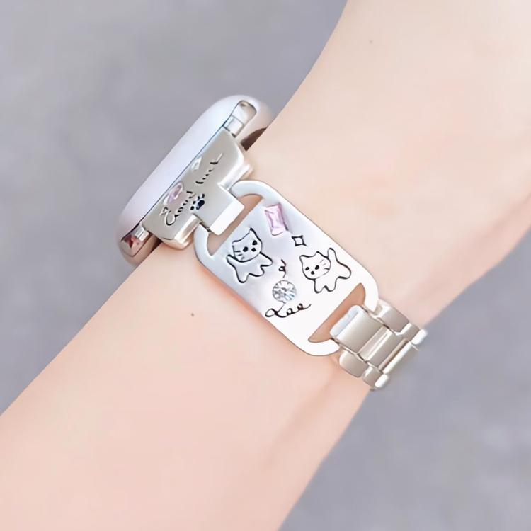 For Apple Watch 46mm / 49mm / 45mm / 44mm Colored Diamond Cat Stainless Steel Watch Band(Starlight) - free shipping - PMc TechLife - Order now!