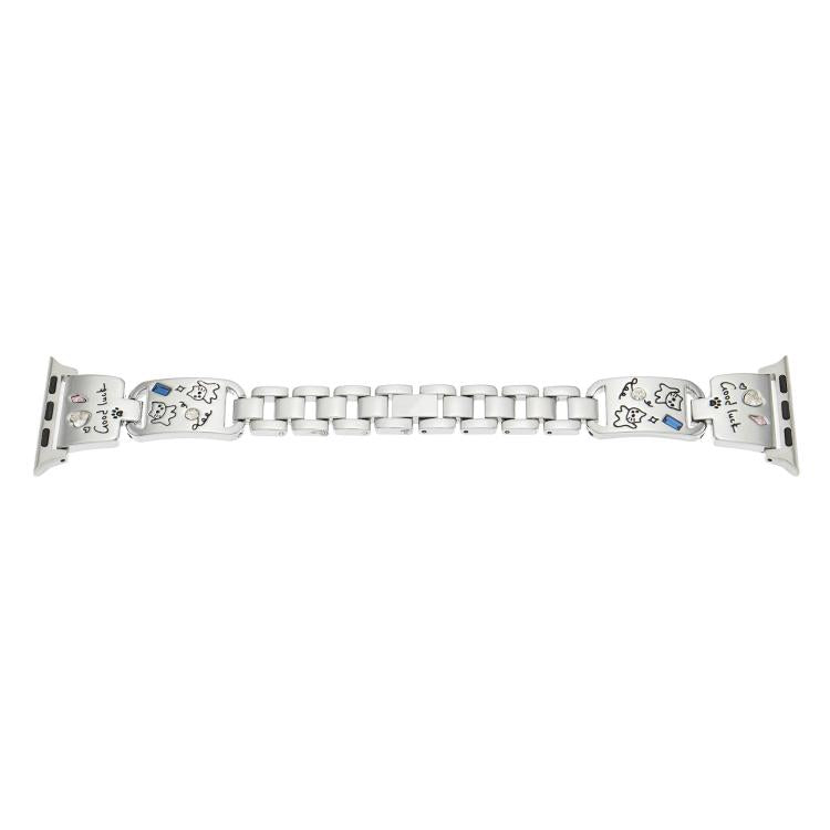 For Apple Watch 42mm / 41mm / 40mm / 38mm Colored Diamond Cat Stainless Steel Watch Band(Silver) - free shipping - PMc TechLife - Order now!