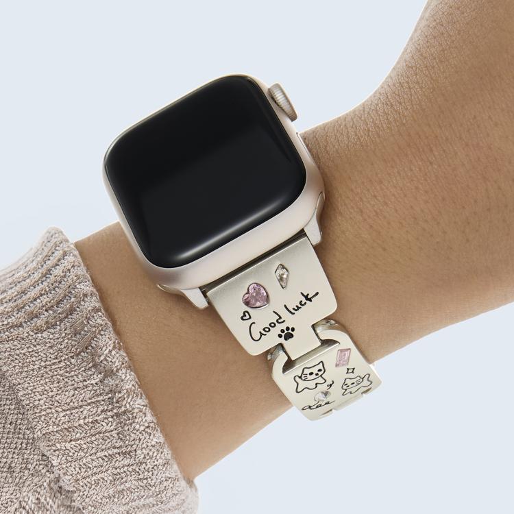 For Apple Watch 42mm / 41mm / 40mm / 38mm Colored Diamond Cat Stainless Steel Watch Band(Starlight) - free shipping - PMc TechLife - Order now!