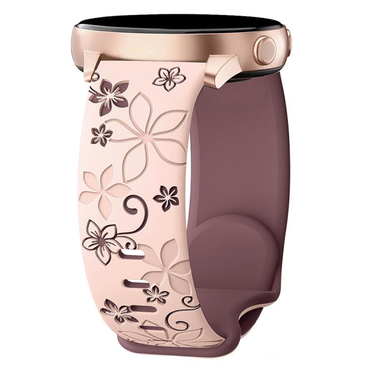 20mm Two Color Bauhinia Embossed Silicone Watch Band(Pink+Smoke Purple) - 20mm Bands by PMc TechLife | Online Shopping South Africa | PMc TechLife | Buy Now Pay Later Mobicred