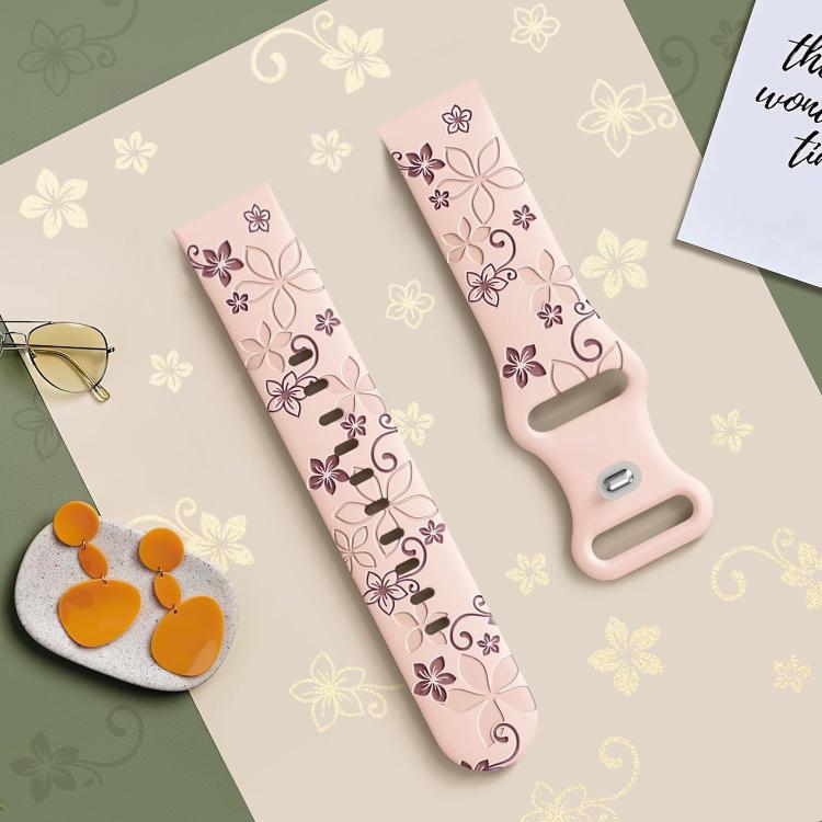 20mm Two Color Bauhinia Embossed Silicone Watch Band(Pink+Smoke Purple) - 20mm Bands by PMc TechLife | Online Shopping South Africa | PMc TechLife | Buy Now Pay Later Mobicred