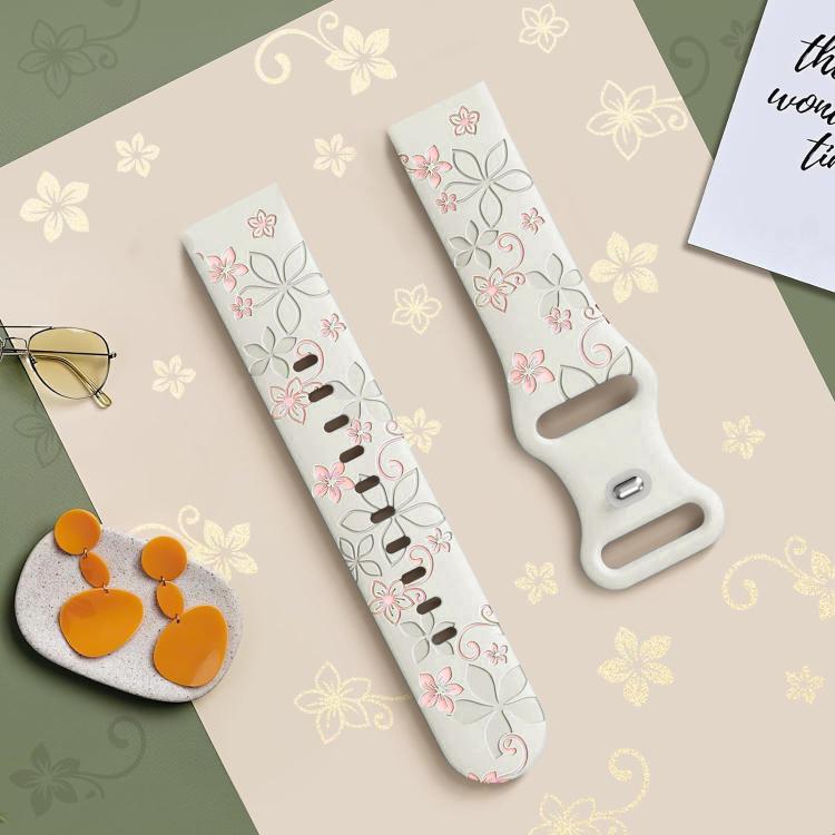 20mm Two Color Bauhinia Embossed Silicone Watch Band(Starlight Pink) - 20mm Bands by PMc TechLife | Online Shopping South Africa | PMc TechLife | Buy Now Pay Later Mobicred