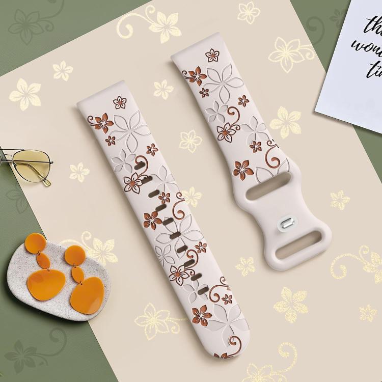 20mm Two Color Bauhinia Embossed Silicone Watch Band(Starlight Brown) - free shipping - PMc TechLife - Order now!