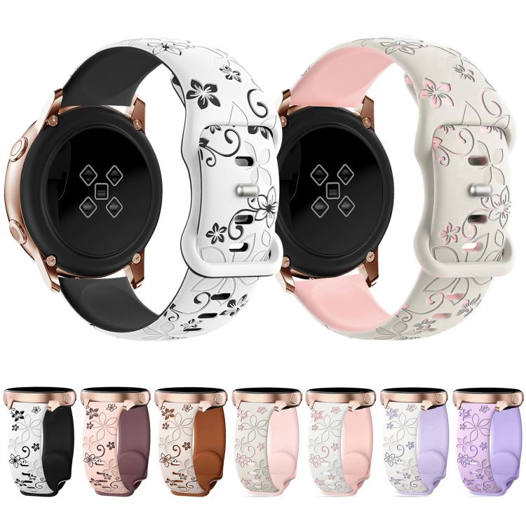 20mm Two Color Bauhinia Embossed Silicone Watch Band(Starlight Brown) - free shipping - PMc TechLife - Order now!