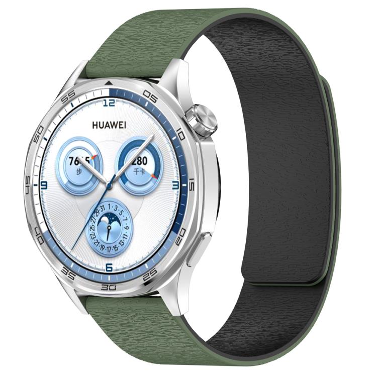 22mm Cloud Wood Grain Silicone Magnetic Watch Band(Dark Green Black) - 22mm Bands by PMc TechLife | Online Shopping South Africa | PMc TechLife | Buy Now Pay Later Mobicred