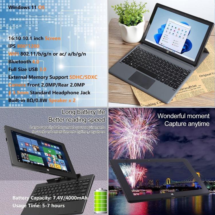 HONGSAMDE 10.1 inch 2 in 1 Tablet PC, 12GB+128GB, Windows 11, Intel Celeron J4105 Quad Core No Keyboard(UK Plug) - free shipping - PMc TechLife - Order now!