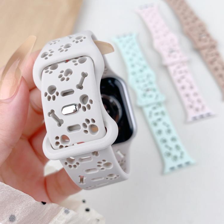 For Apple Watch 42mm / 41mm / 40mm / 38mm Dog Paw Bones Butterfly Buckle Silicone Watch Band(Official Pink) - free shipping - PMc TechLife - Order now!