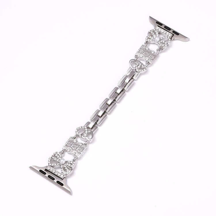For Apple Watch 46mm / 49mm / 45mm / 44mm Bow Jewelry Buckle Stainless Steel Watch Band(Silver) - free shipping - PMc TechLife - Order now!