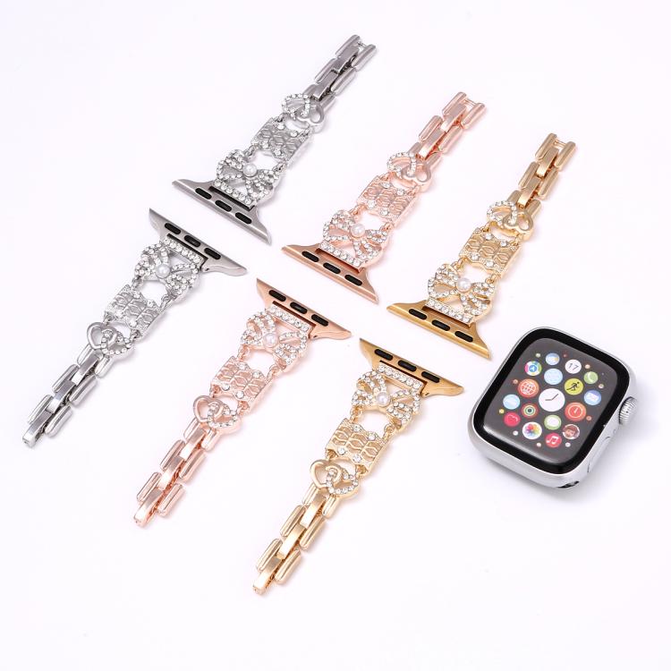 For Apple Watch 46mm / 49mm / 45mm / 44mm Bow Jewelry Buckle Stainless Steel Watch Band(Silver) - free shipping - PMc TechLife - Order now!