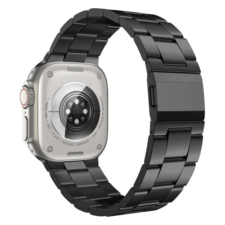 For Apple Watch 46mm / 49mm / 45mm / 44mm Norman Clasp Three-Link Stainless Steel Watch Band(Black) - free shipping - PMC TechLife - Order now!