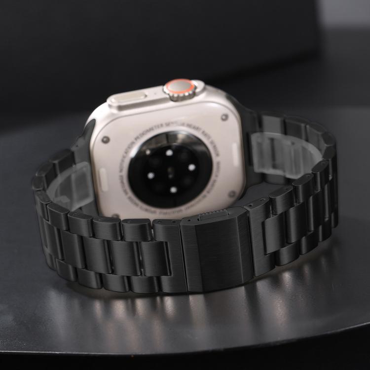 For Apple Watch 46mm / 49mm / 45mm / 44mm Norman Clasp Three-Link Stainless Steel Watch Band(Black) - free shipping - PMC TechLife - Order now!