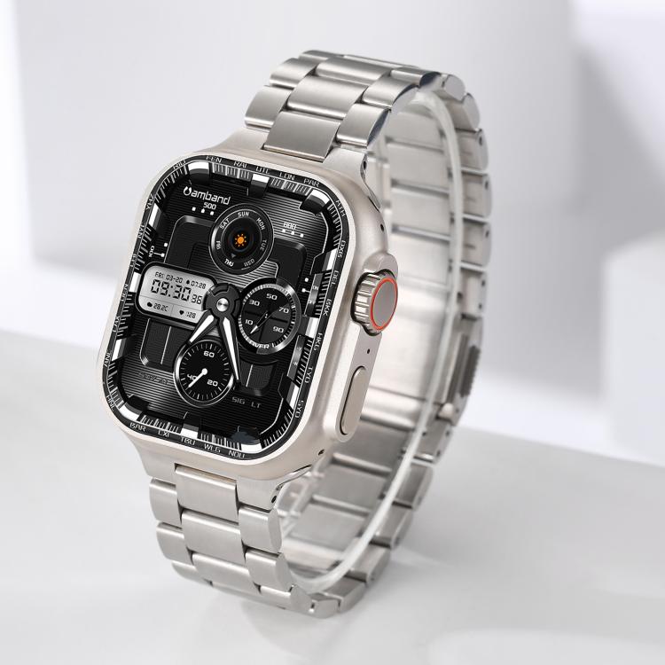 For Apple Watch 46mm / 49mm / 45mm / 44mm Norman Clasp Three-Link Stainless Steel Watch Band(Silver) - free shipping - PMC TechLife - Order now!