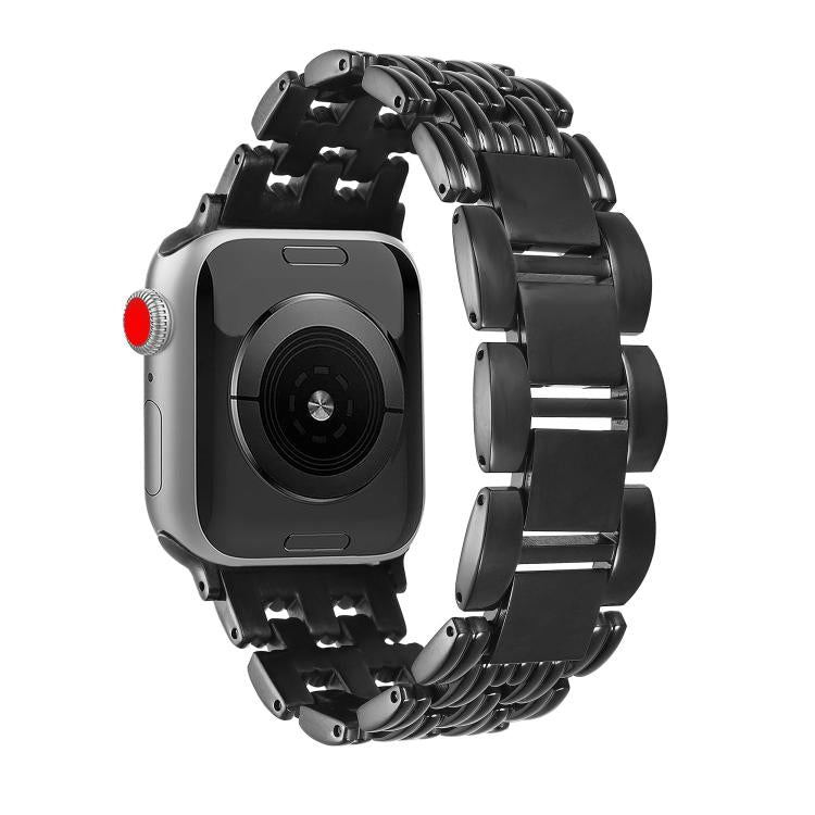 For Apple Watch 42mm / 41mm / 40mm / 38mm Five-bead Stripe Stainless Steel Watch Band(Black) - free shipping - PMc TechLife - Order now!