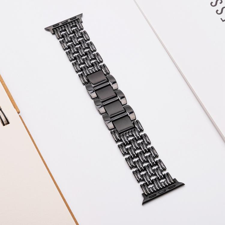 For Apple Watch 42mm / 41mm / 40mm / 38mm Five-bead Stripe Stainless Steel Watch Band(Black) - free shipping - PMc TechLife - Order now!