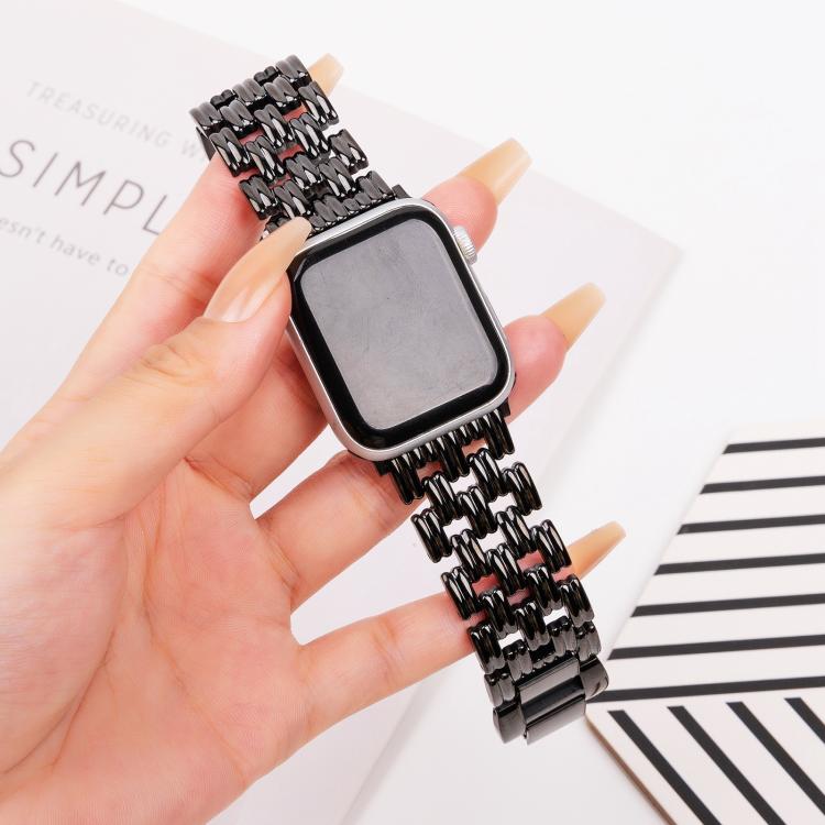 For Apple Watch 42mm / 41mm / 40mm / 38mm Five-bead Stripe Stainless Steel Watch Band(Black) - free shipping - PMc TechLife - Order now!