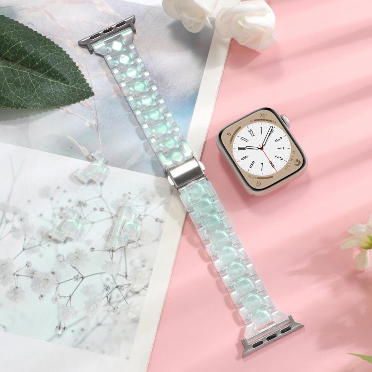 For Apple Watch 42mm / 41mm / 40mm / 38mm Small Waist Rhombus Three-bead Resin Watch Band(Gradient Green) - free shipping - PMc TechLife - Order now!
