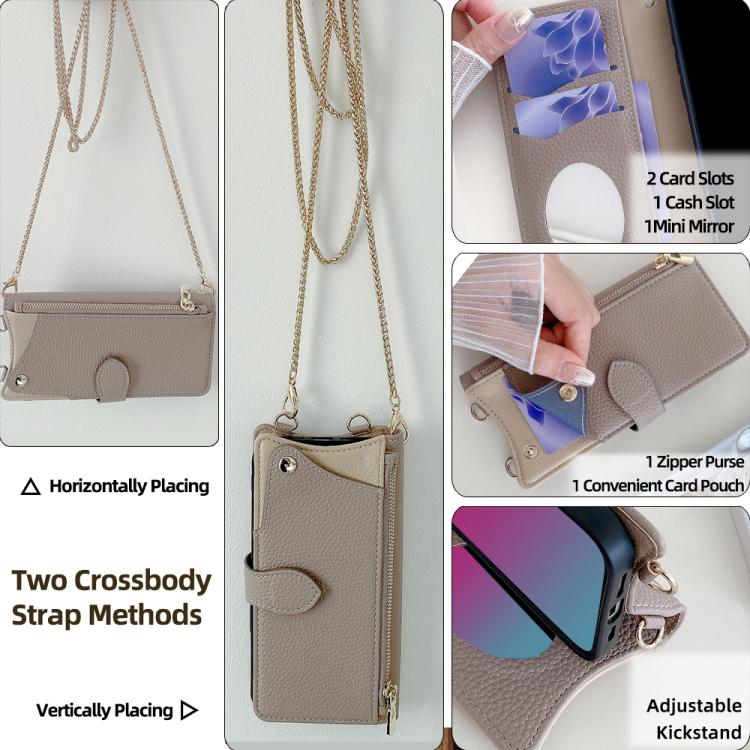 For Asus Zenfone 9 / Zenfone 10 Crossbody Chain Fishtail Litchi Leather Phone Case(Grey) - ASUS Cases by PMC TechLife | Online Shopping South Africa | PMC TechLife | Buy Now Pay Later Mobicred