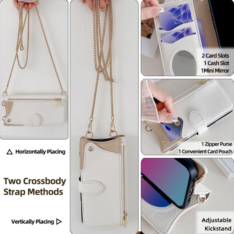 For Asus Zenfone 9 / Zenfone 10 Crossbody Chain Fishtail Litchi Leather Phone Case(White) - ASUS Cases by PMC TechLife | Online Shopping South Africa | PMC TechLife | Buy Now Pay Later Mobicred