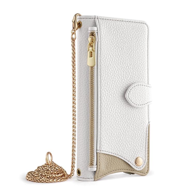 For Google Pixel 6 Pro Crossbody Chain Fishtail Litchi Leather Phone Case(White) - Google Cases by PMC TechLife | Online Shopping South Africa | PMC TechLife | Buy Now Pay Later Mobicred