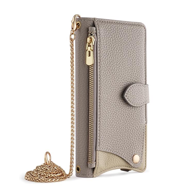 For Huawei nova 12i / Enjoy 70 Pro Crossbody Chain Fishtail Litchi Leather Phone Case(Grey) - Huawei Cases by PMC TechLife | Online Shopping South Africa | PMC TechLife | Buy Now Pay Later Mobicred