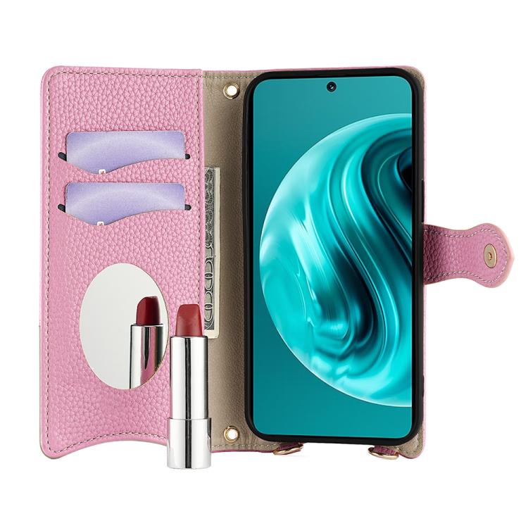 For Huawei nova 12i / Enjoy 70 Pro Crossbody Chain Fishtail Litchi Leather Phone Case(Pink) - Huawei Cases by PMC TechLife | Online Shopping South Africa | PMC TechLife | Buy Now Pay Later Mobicred