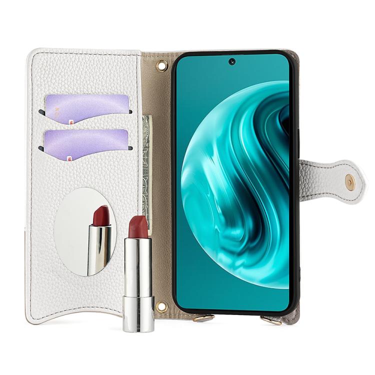 For Huawei nova 12i / Enjoy 70 Pro Crossbody Chain Fishtail Litchi Leather Phone Case(White) - Huawei Cases by PMC TechLife | Online Shopping South Africa | PMC TechLife | Buy Now Pay Later Mobicred