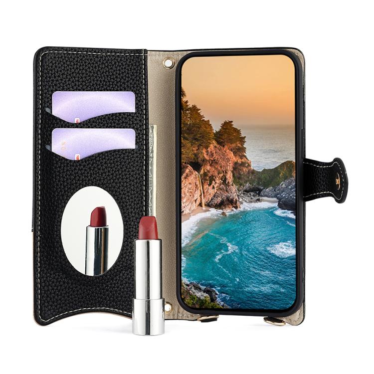 For Huawei Pura 70 Crossbody Chain Fishtail Litchi Leather Phone Case(Black) - Huawei Cases by PMC TechLife | Online Shopping South Africa | PMC TechLife | Buy Now Pay Later Mobicred