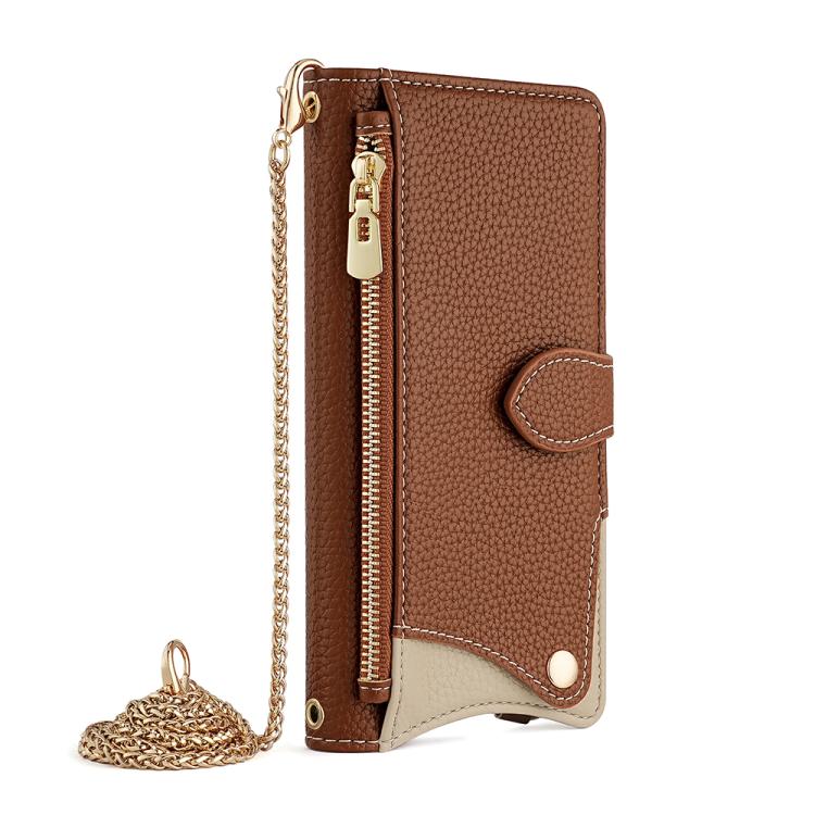 For Huawei Pura 70 Crossbody Chain Fishtail Litchi Leather Phone Case(Brown) - Huawei Cases by PMC TechLife | Online Shopping South Africa | PMC TechLife | Buy Now Pay Later Mobicred