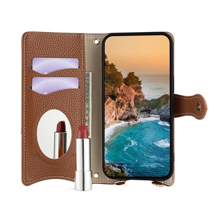 For Huawei Pura 70 Crossbody Chain Fishtail Litchi Leather Phone Case(Brown) - Huawei Cases by PMC TechLife | Online Shopping South Africa | PMC TechLife | Buy Now Pay Later Mobicred