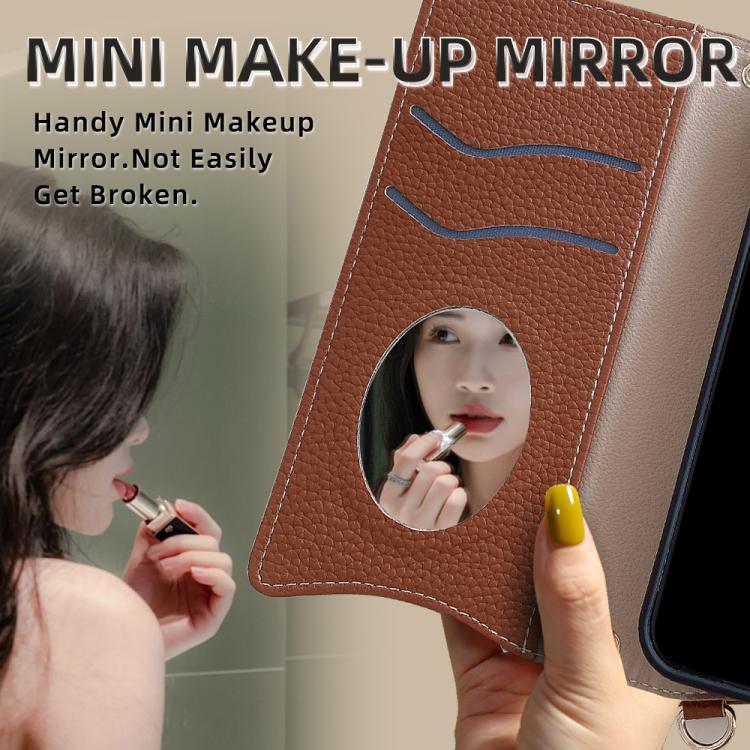 For Huawei Pura 70 Crossbody Chain Fishtail Litchi Leather Phone Case(Brown) - Huawei Cases by PMC TechLife | Online Shopping South Africa | PMC TechLife | Buy Now Pay Later Mobicred