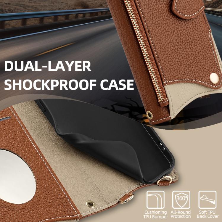 For Huawei Pura 70 Crossbody Chain Fishtail Litchi Leather Phone Case(Brown) - Huawei Cases by PMC TechLife | Online Shopping South Africa | PMC TechLife | Buy Now Pay Later Mobicred