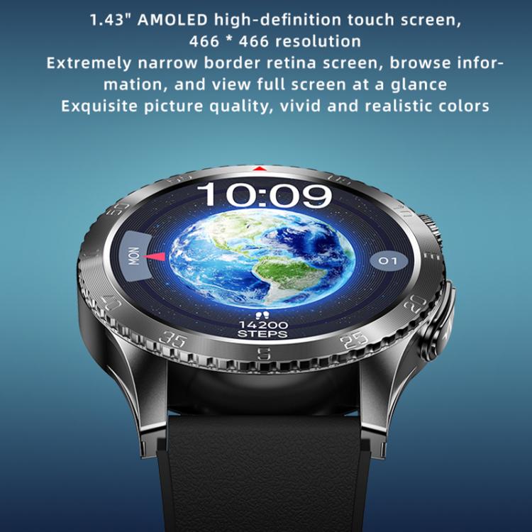 H9 1.43 inch Leather Strap ECG Smart Watch Supports Bluetooth Calls/Smart Voice Assistant(Black) - free shipping - PMC TechLife - Order now!