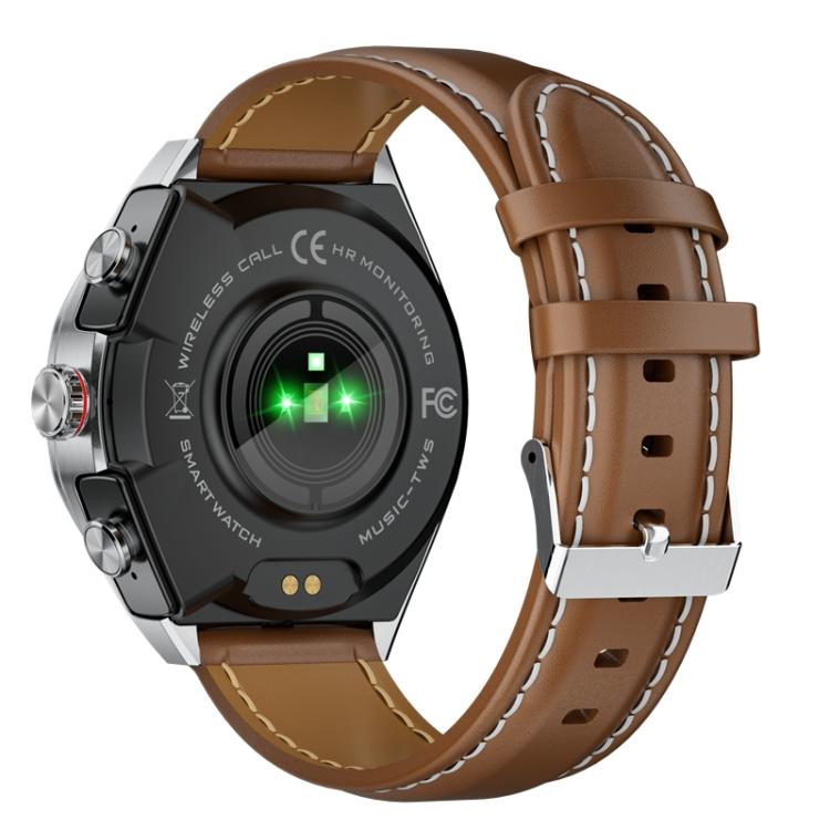 GT97 1.53 inch Round Screen 2 in 1 Bluetooth Earphone Leather Strap Smart Watch Supports Bluetooth Calls(Silver) - free shipping - PMC TechLife - Order now!