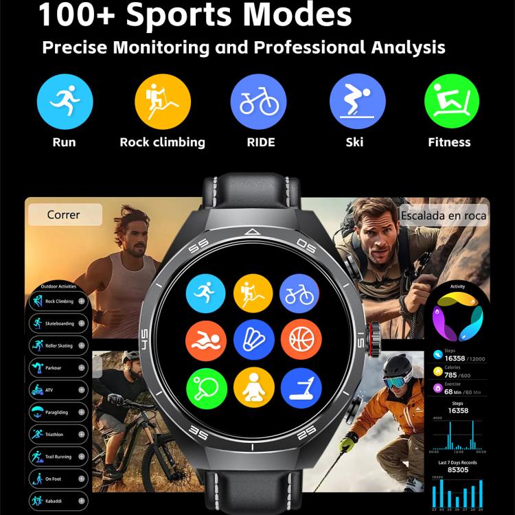 GT97 1.53 inch Round Screen 2 in 1 Bluetooth Earphone Leather Strap Smart Watch Supports Bluetooth Calls(Silver) - free shipping - PMC TechLife - Order now!