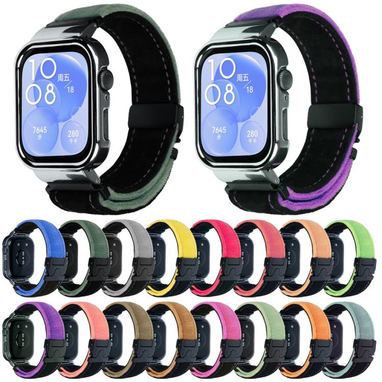 For Huawei Watch Fit3 Brushed Metal Silver Frame Watch Band(Black Yellow) - free shipping - PMC TechLife - Order now!