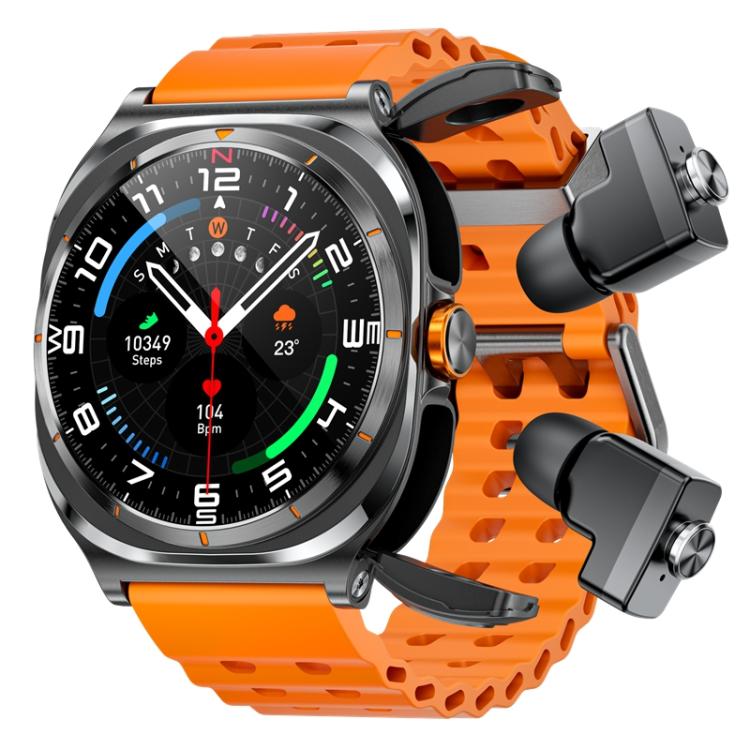GT98 1.53 inch 2 in 1 Bluetooth Headphone IP67 Waterproof Smart Watch Supports Blood Oxygen Monitoring(Black Orange) - free shipping - PMC TechLife - Order now!