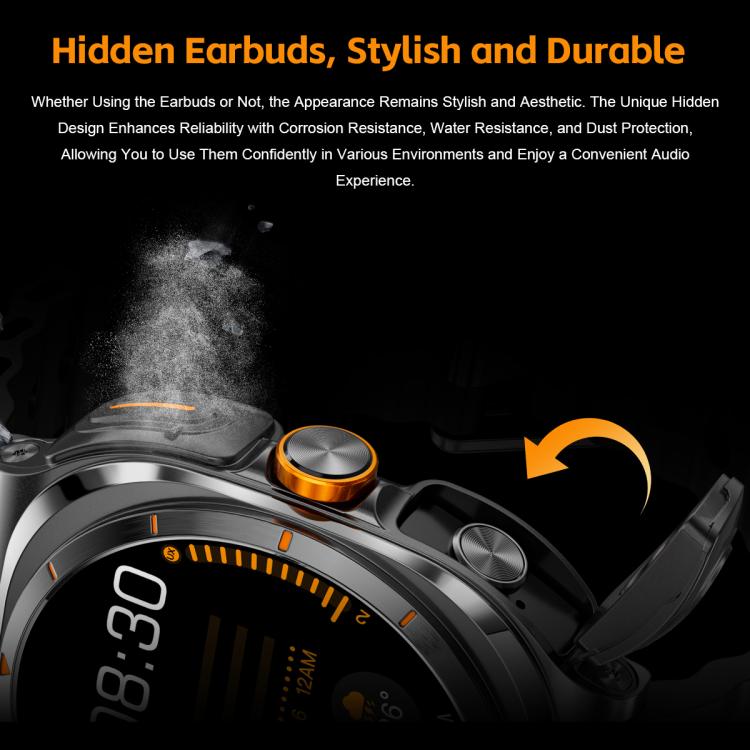 GT98 1.53 inch 2 in 1 Bluetooth Headphone IP67 Waterproof Smart Watch Supports Blood Oxygen Monitoring(Black Orange) - free shipping - PMC TechLife - Order now!