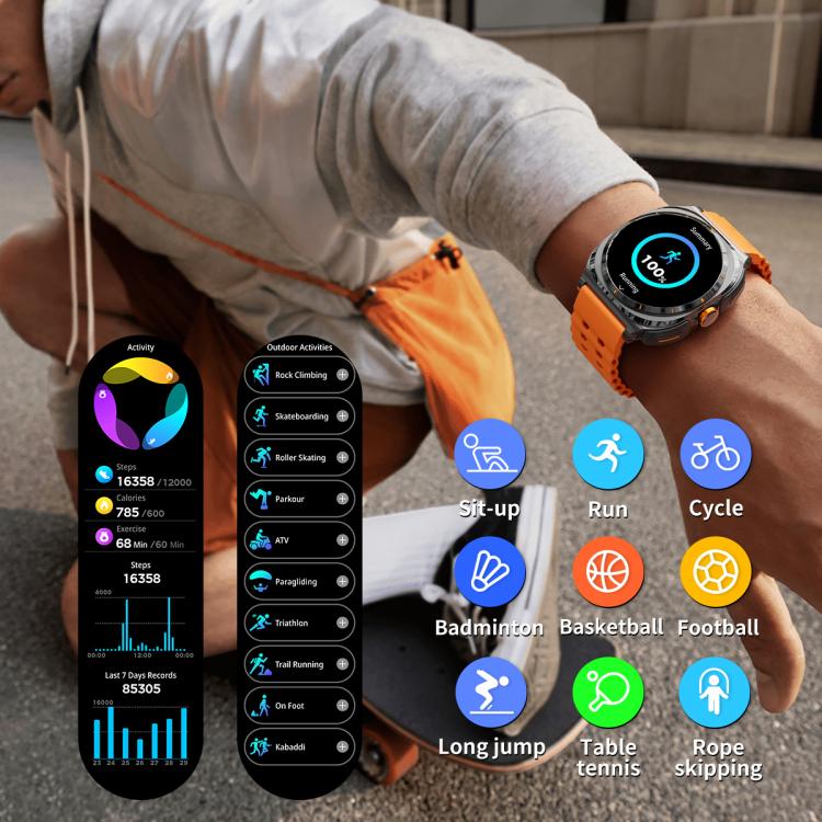 GT98 1.53 inch 2 in 1 Bluetooth Headphone IP67 Waterproof Smart Watch Supports Blood Oxygen Monitoring(Silver Orange) - free shipping - PMC TechLife - Order now!