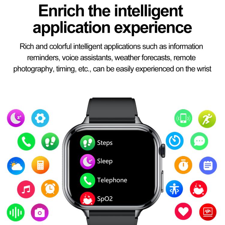 TK17 1.91 inch Horizontal Screen Silicone Strap Smart Watch Supports ECG Electrocardiogram(Black) - free shipping - PMC TechLife - Order now!