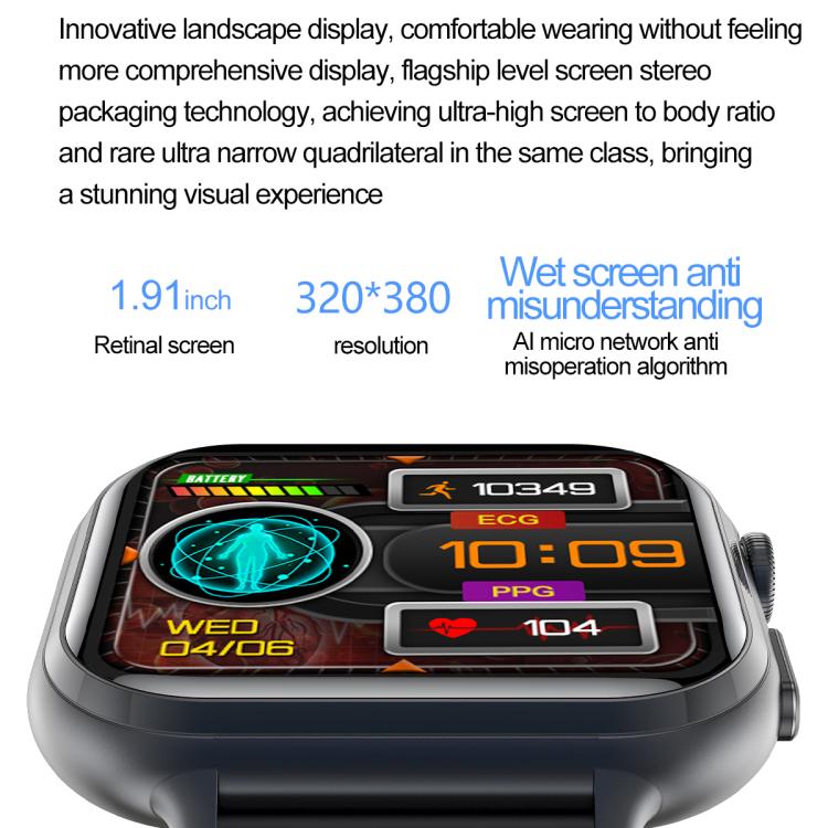TK17 1.91 inch Horizontal Screen Steel Strap Smart Watch Supports ECG Electrocardiogram(Silver) - free shipping - PMC TechLife - Order now!