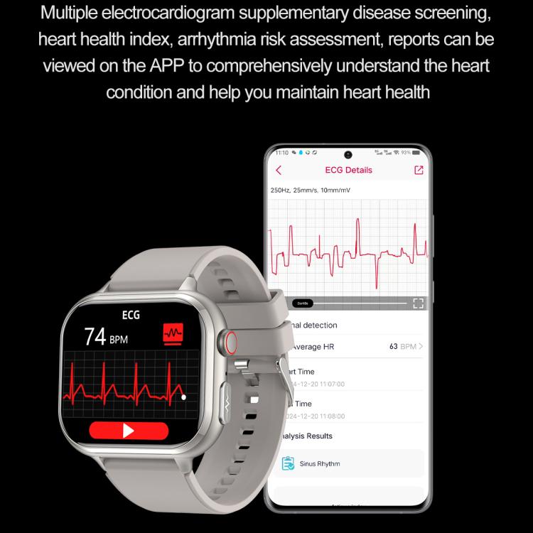 TK17 1.91 inch Horizontal Screen Steel Strap Smart Watch Supports ECG Electrocardiogram(Silver) - free shipping - PMC TechLife - Order now!