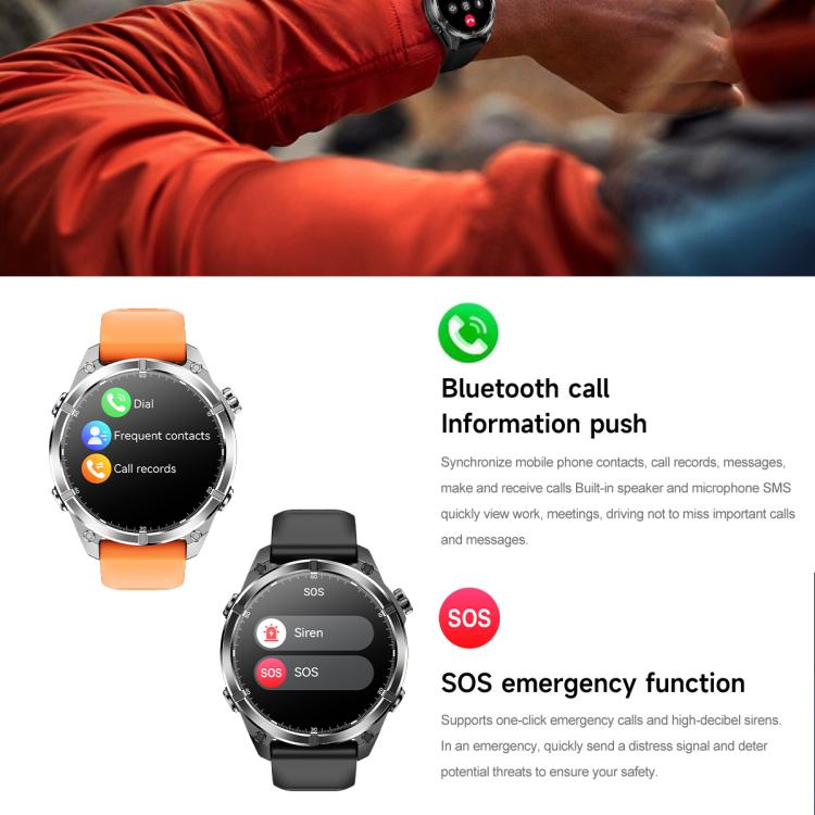 HD300 1.43 inch AMOLED Screen Dual Straps Sports Smart Watch Supports Blood Oxygen Detection(Orange Silicone Strap + Silver Steel Strap) - free shipping - PMC TechLife - Order now!