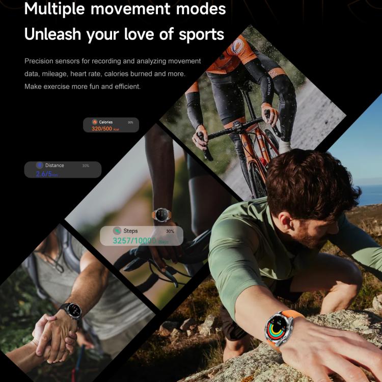 HD300 1.43 inch AMOLED Screen Dual Straps Sports Smart Watch Supports Blood Oxygen Detection(Orange Silicone Strap + Silver Steel Strap) - free shipping - PMC TechLife - Order now!