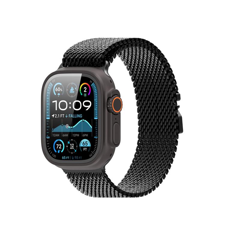 For Apple Watch 46mm / 49mm / 45mm / 44mm DUX DUCIS Milanese Air Series Stainless Steel Magnetic Watch Strap(Black) - free shipping - PMC TechLife - Order now!