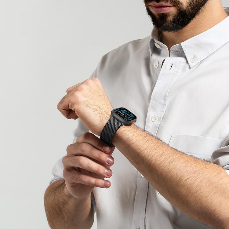 For Apple Watch 46mm / 49mm / 45mm / 44mm DUX DUCIS Milanese Air Series Stainless Steel Magnetic Watch Strap(Black) - free shipping - PMC TechLife - Order now!