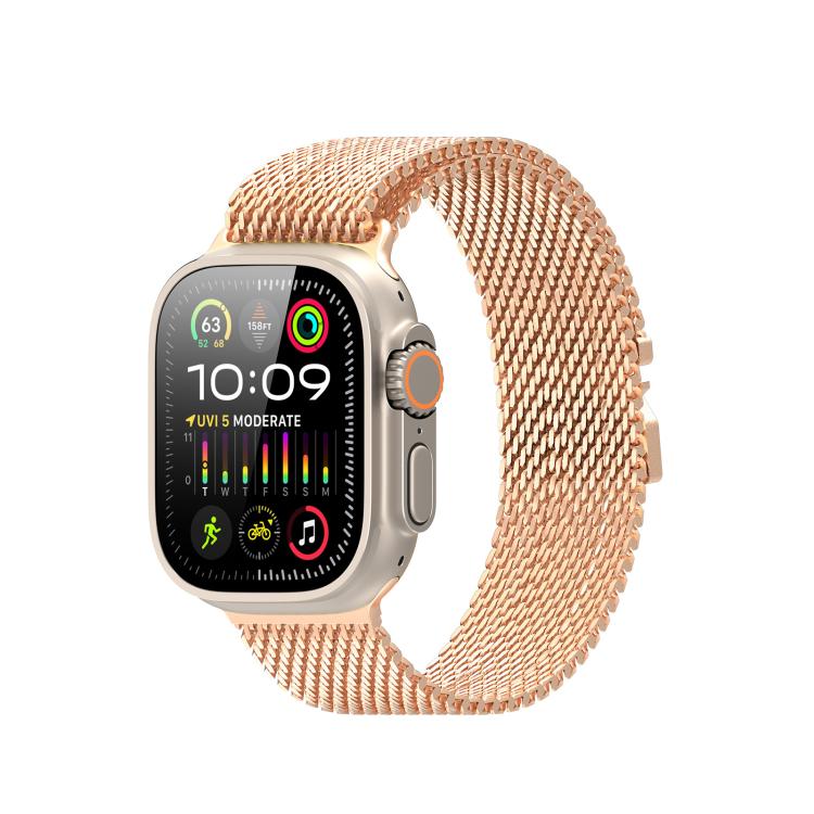 For Apple Watch 46mm / 49mm / 45mm / 44mm DUX DUCIS Milanese Air Series Stainless Steel Magnetic Watch Strap(Rose Gold) - free shipping - PMC TechLife - Order now!