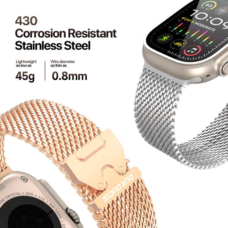 For Apple Watch 46mm / 49mm / 45mm / 44mm DUX DUCIS Milanese Air Series Stainless Steel Magnetic Watch Strap(Rose Gold) - free shipping - PMC TechLife - Order now!